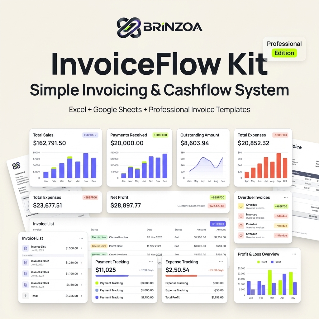 InvoiceFlow Kit — Simple Invoicing & Cashflow System